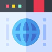 a flat icon of a web browser with a globe vector