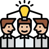Three people with a light bulb above their heads vector