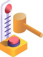 A hammer and a scale with a red button vector
