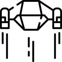A black and white drawing of a flying object vector