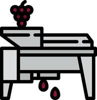 A machine with grapes on it and a red apple vector