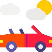 A car with a sun and clouds in the background vector