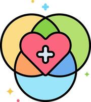 a heart and cross in a circle with stars vector