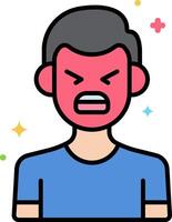 a man with an angry face and a blue shirt vector