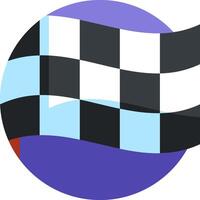 A checkered flag in a circle with a blue background vector