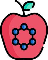 an apple with a molecule in the center vector