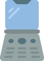 A laptop computer with a blue screen and a blue keyboard vector
