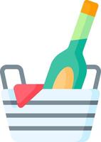A bottle of wine in a basket with a red cloth vector