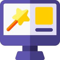 A computer monitor with a yellow wand on it vector