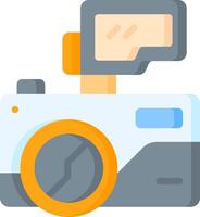 A camera with a flash and a flash light vector