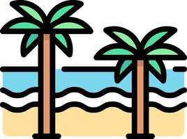 Palm trees on the beach with waves and water vector