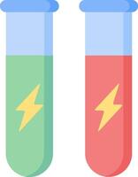 Two test tubes with different colors and a lightning bolt vector