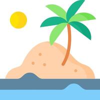 An island with a palm tree and a sun vector
