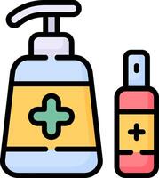A bottle of hand sanitizer and a bottle of soap vector