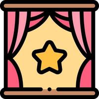 A star in a curtain with a curtain and a star vector