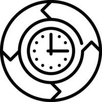 A black and white image of a clock in a circle vector