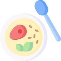 A bowl of soup with a spoon and a fork vector