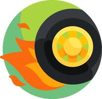 A flat icon with a tire and fire vector