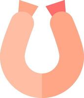 A horseshoe with two red arrows pointing to it vector