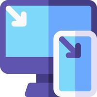 A computer monitor and a phone with an arrow pointing to it vector