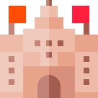 A pixel art castle with red flags vector