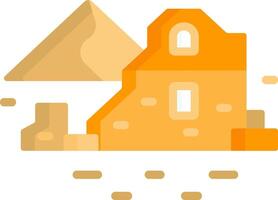 An orange building with a pyramid in the background vector