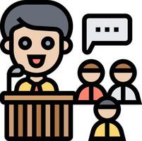 A man giving a speech with people around him vector