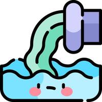 A cartoon water faucet with a green stream coming out of it vector