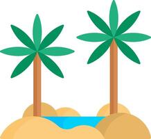 Two palm trees on an island with water vector
