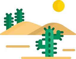 Cactus in desert with sun and mountains vector