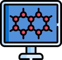A computer screen with a molecule on it vector