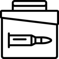 A black and white icon of a bullet in a box vector