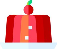 A red jelly cake with a green apple on top vector
