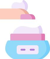 A hand holding a container of cream and a pink container vector