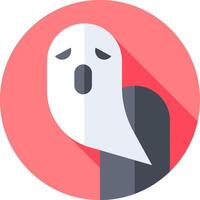 A flat icon of a ghost with a long shadow vector