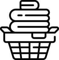 A basket with a stack of laundry in it vector