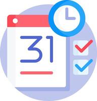 A calendar icon with a clock and a checkbox vector