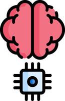 A brain and a computer chip vector