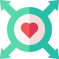 A heart in a circle with arrows pointing to it vector