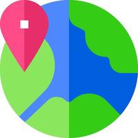 A map with a pin pointing to a location vector