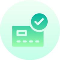 A green credit card with a tick mark vector