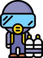 A cartoon character wearing a gas mask and holding two bottles vector