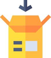 A box with an arrow pointing up and a blue arrow pointing down vector