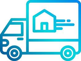 A moving truck with a house on it vector