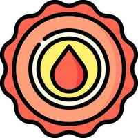A red and yellow badge with a drop of blood vector