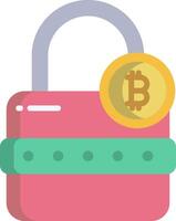 Crypto lock icon with bitcoin vector