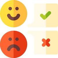 Four emoticions with different emotions and check marks vector