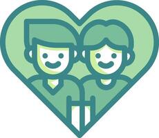 Two people in a heart shape, one is smiling and the other is holding a heart vector