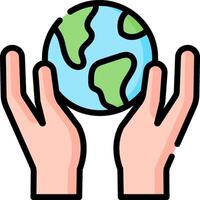 Hands holding a globe icon vector