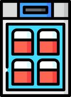 A refrigerator with four bottles inside vector